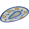 Polish Pottery Oval Platter 11&quot; Rooster Madness UNIKAT