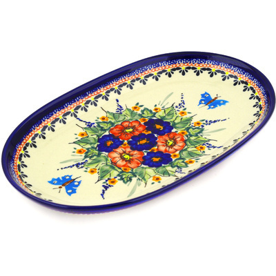 Polish Pottery Oval Platter 11&quot; Spring Splendor UNIKAT