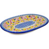 Polish Pottery Oval Platter 11&quot; Starburst Blooms