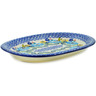 Polish Pottery Oval Platter 11&quot; Summer Bees UNIKAT