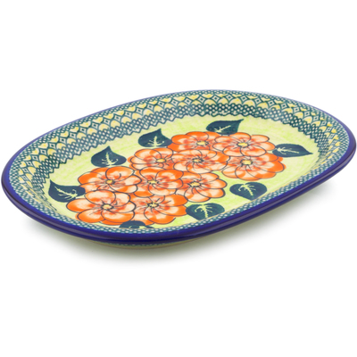 Polish Pottery Oval Platter 11&quot; Summer Poppies UNIKAT