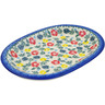 Polish Pottery Oval Platter 11&quot; Tropical Florals