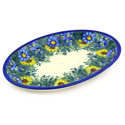 Polish Pottery Oval Platter 11&quot; Wildflower Meadow