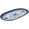 Polish Pottery Oval Platter 12&quot; Blue Poppies