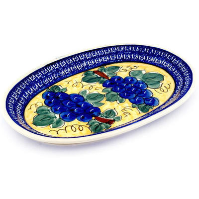 Polish Pottery Oval Platter 12&quot; Tuscan Grapes