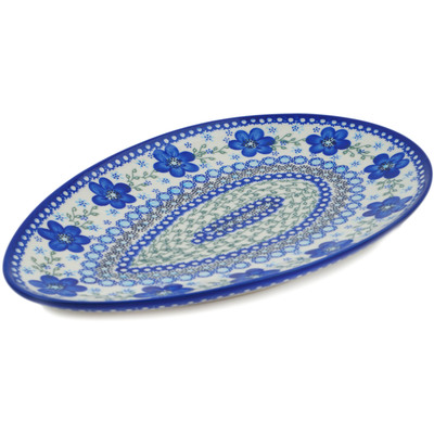 Polish Pottery Oval Platter 13&quot; Bloom Queens