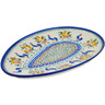 Polish Pottery Oval Platter 13&quot; Rooster Madness UNIKAT