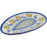 Polish Pottery Oval Platter 13&quot; Rooster Madness UNIKAT