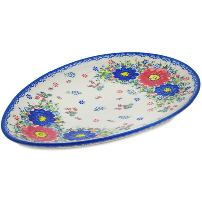 Polish Pottery Oval Platter 13&quot; Trio Of Tranquility