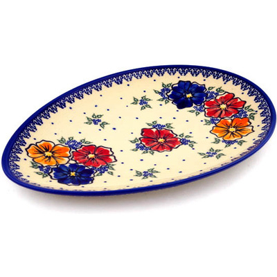 POLISH POTTERY SIGNED OVAL 13" PLATTER 