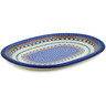 Polish Pottery Oval Platter 14&quot; Blue Cress