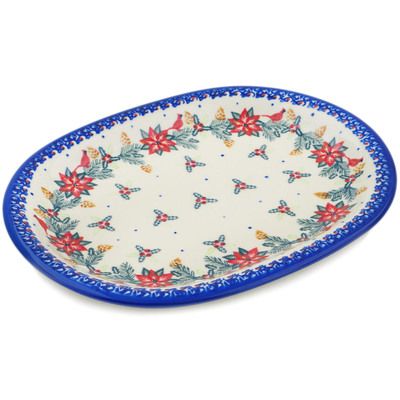 Polish Pottery Oval Platter 14&quot; Cardinal&#039;s Home UNIKAT