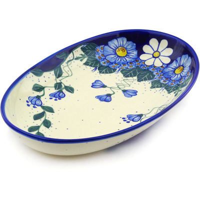Polish Pottery Oval Platter 14&quot; Daisy Spectacle