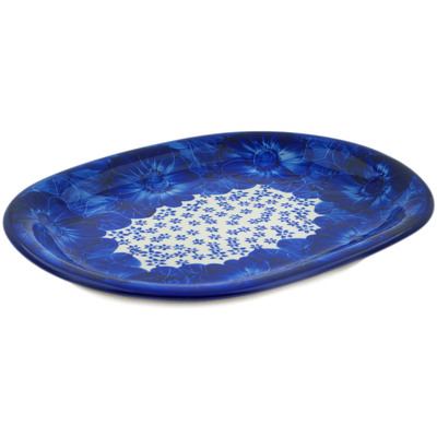 Polish Pottery Oval Platter 14&quot; Divine Cobalt UNIKAT
