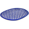 Polish Pottery Oval Platter 14&quot; Floral Checkerboard
