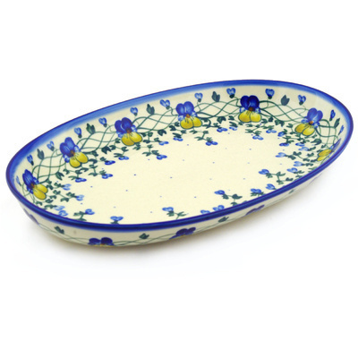 Polish Pottery Oval Platter 14&quot; Indigo Dream