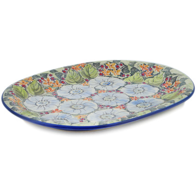 Polish Pottery Oval Platter 14&quot; Petal Whisper UNIKAT