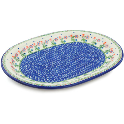 Polish Pottery Oval Platter 14&quot; Spring Flowers