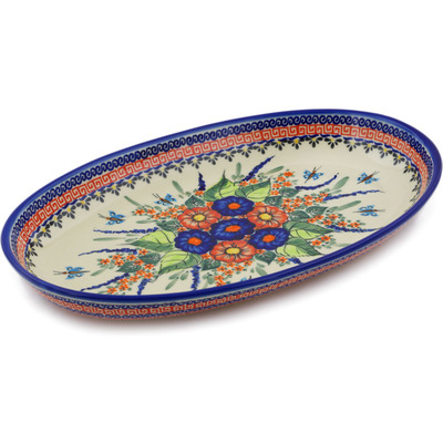 Polish Pottery Oval Platter 14&quot; Spring Splendor