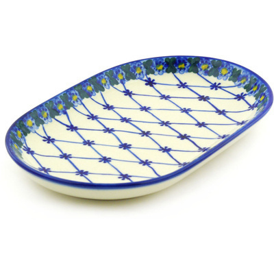 Polish Pottery Oval Platter 9&quot; Spring Lattice