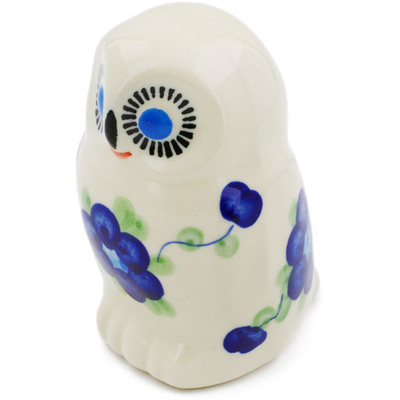 Polish Pottery Owl Figurine 4&quot; Blue Poppies