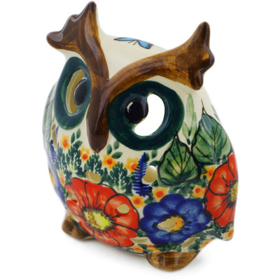 Polish Pottery Owl Figurine 4&quot; Butterfly Paradise UNIKAT