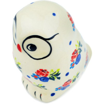 Polish Pottery Owl Figurine 4&quot; Dancing Flowers UNIKAT