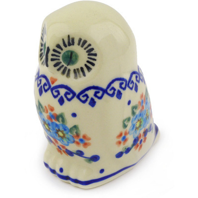 Polish Pottery Owl Figurine 4&quot; Hearts And Flowers