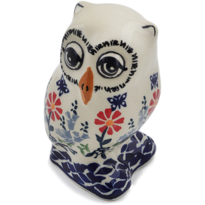 Polish Pottery Owl Figurine 4&quot; Last Summer Flowers