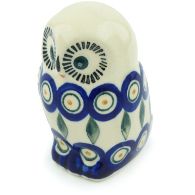 Polish Pottery Owl Figurine 4&quot; Peacock