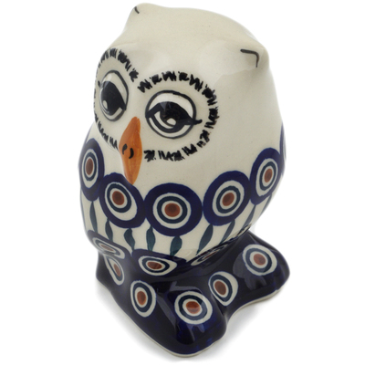 Polish Pottery Owl Figurine 4&quot; Peacock