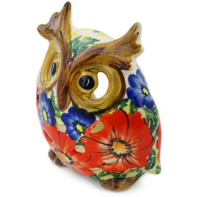 Polish Pottery Owl Figurine 4&quot; Red Star UNIKAT