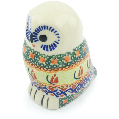 Polish Pottery Owl Figurine 4&quot; Ring Of Roses