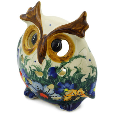 Polish Pottery Owl Figurine 4&quot; Spring Bouquet UNIKAT