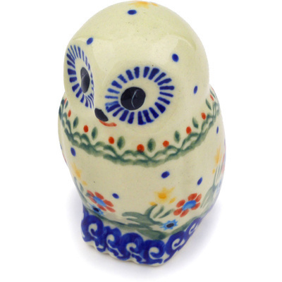 Polish Pottery Owl Figurine 4&quot; Spring Flowers
