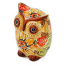Polish Pottery Owl Figurine 4&quot; Sunflowers And Roses UNIKAT