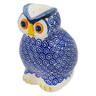 Polish Pottery Owl Figurine 5&quot; Baltic Blue