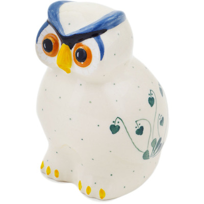 Polish Pottery Owl Figurine 5&quot; Bleeding Heart Peacock