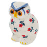 Polish Pottery Owl Figurine 5&quot; Flowering Scarlet Flax