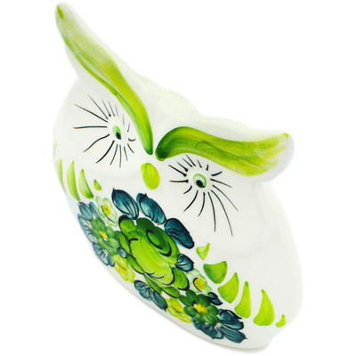 Faience Owl Figurine 5&quot; Green Wave