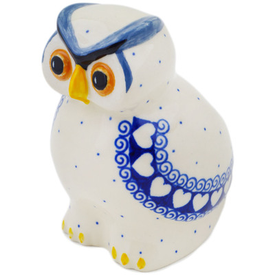 Polish Pottery Owl Figurine 5&quot; Light Hearted