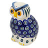 Polish Pottery Owl Figurine 5&quot; Peacock Leaves