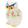 Polish Pottery Owl Figurine 5&quot; Pink Blossom Flourish