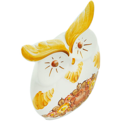 Faience Owl Figurine 6&quot; Brown Sunshine