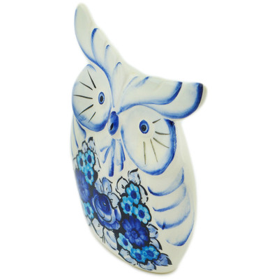 faience Owl Figurine 6&quot; Merry Flowers