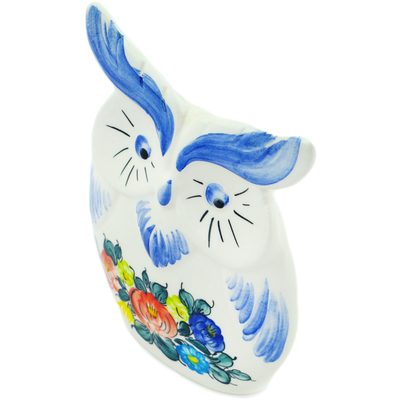 faience Owl Figurine 6&quot; Spring Posy