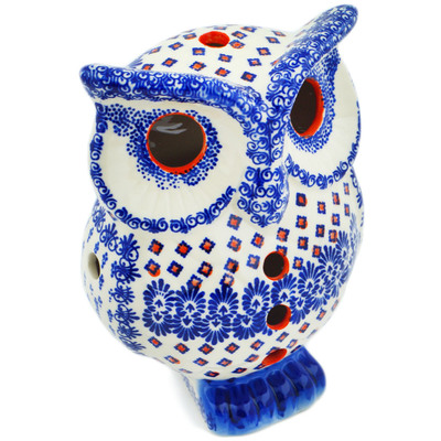 Polish Pottery Owl Figurine 8&quot; Abstract