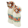 Polish Pottery Owl Figurine 9&quot; Floral Crown UNIKAT