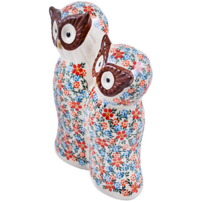 Polish Pottery Owl Figurine 9&quot; Floral Frenzy
