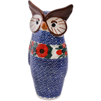 Polish Pottery Owl Figurine 9&quot; Perfect Poppies